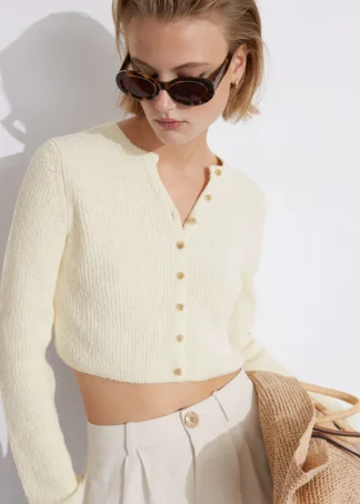 Cropped Rib-Knit Cardigan | & Other Stories Clearance