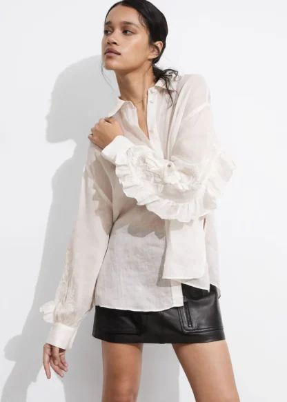 Embroidered Frill-Trimmed Shirt | & Other Stories Sale