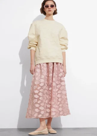 Floral-Appliqué Midi Skirt | & Other Stories Flash Sale