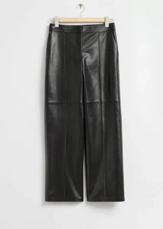 Leather Wide-Leg Pleated Trousers | & Other Stories Cheap