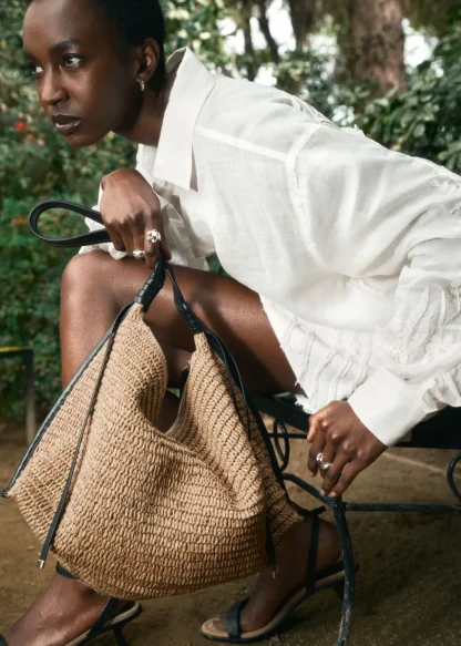 Leather-Detailed Straw Bag | & Other Stories Outlet