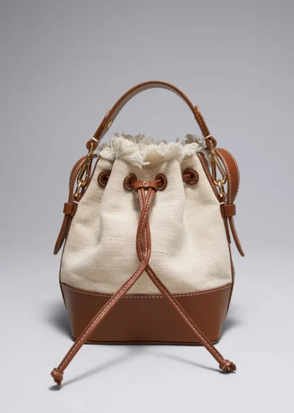 Leather-Trimmed Canvas Bucket Bag | & Other Stories Online