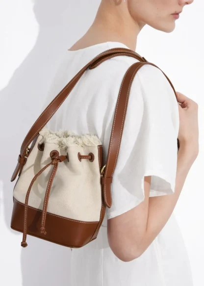 Leather-Trimmed Canvas Bucket Bag | & Other Stories Online