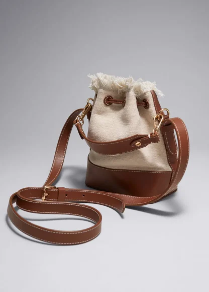 Leather-Trimmed Canvas Bucket Bag | & Other Stories Online