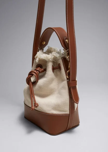 Leather-Trimmed Canvas Bucket Bag | & Other Stories Online