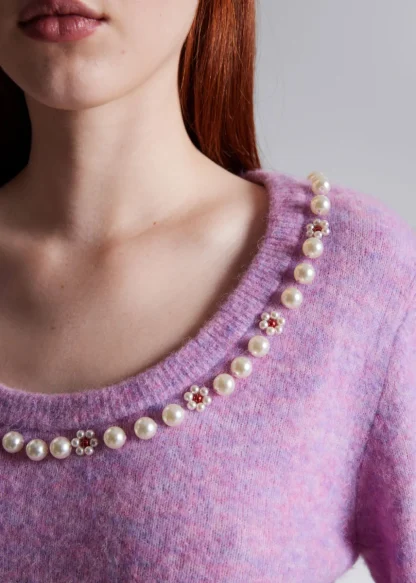 Pearl-Beaded Knit Sweater | & Other Stories Cheap