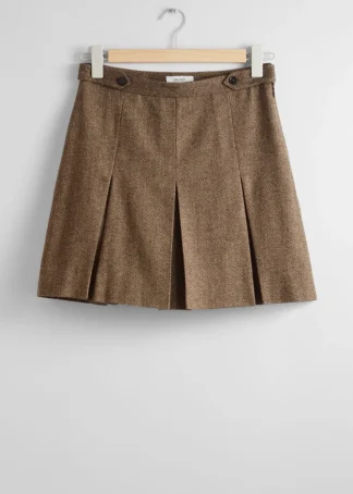 Pleated Herringbone Mini Skirt | & Other Stories Store