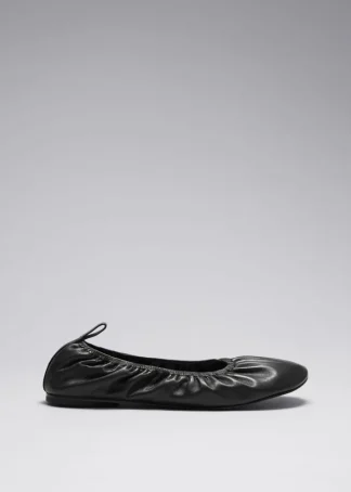 Ruched Leather Ballet Flats | & Other Stories Clearance