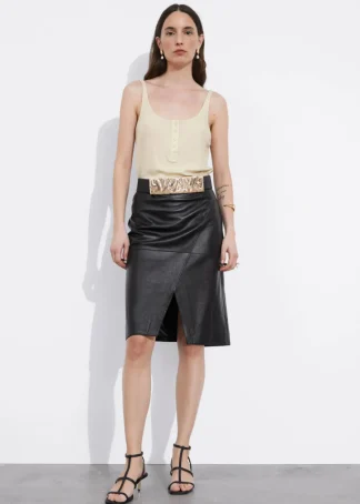 Slit-Detailed Leather Mini Skirt | & Other Stories Discount