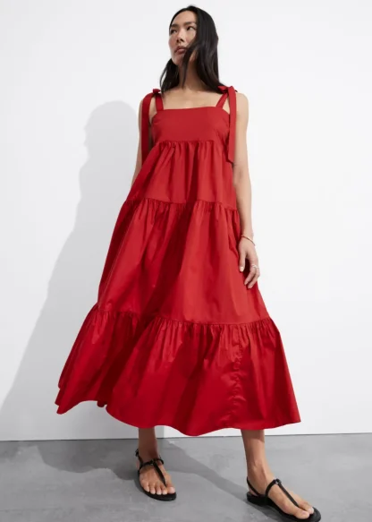 Tiered Tie-Strap Midi Dress | & Other Stories Flash Sale